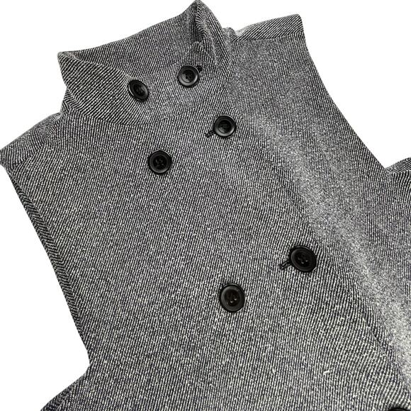 ARTEMIS | Futuristic Size 12 Gray Pinstripe Woven Double Breasted Long Vest Coat - Picture 2 of 8